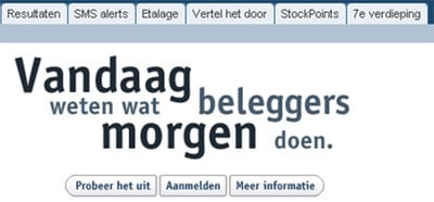 Voorbeeld van een site met cryptische links