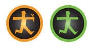 De logo's van drempelvrij; gedeeltelijk en geheel drempelvrij