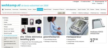 Permanente navigatie van Wehkamp