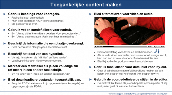 Checklist toegankelijkheid redactie