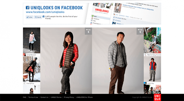 Uniqlooks is het sociale Lookbook van Uniqlo. Fans van het merk kunnen hun favoriete combinatie van Uniqlo’s kledingstukken insturen, stemmen op inzendingen van anderen en natuurlijk de meest leuke combinaties direct bestellen.