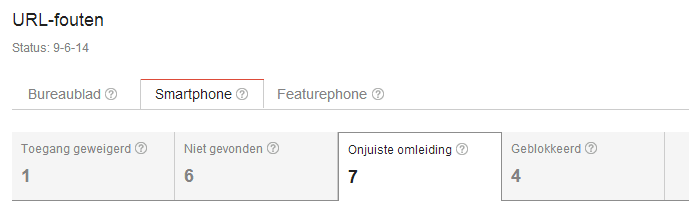 Faulty redirects in google Webmastertools