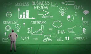 Businessman looking at Innovation plan.