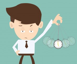 Hypnosis concept - Businessman hand holding a pocket watch and s
