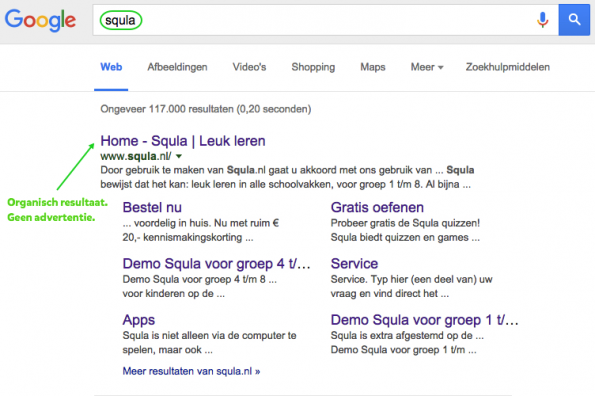 Google geen advertentie