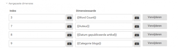visual aangepaste dimensies