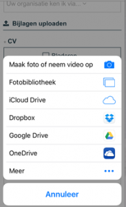 CV uploaden via cloud