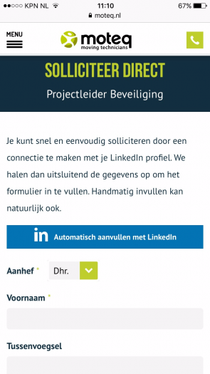 Linkedin solliciteren Moteq
