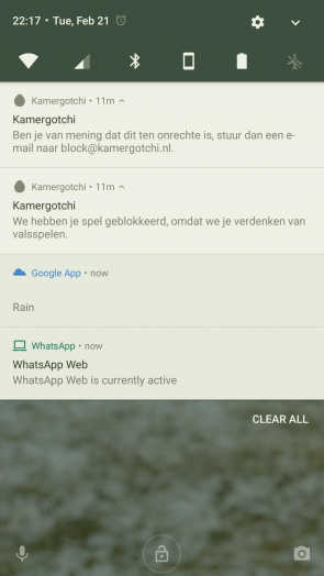 De notificatie met de ban