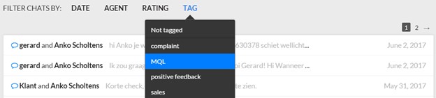 Live chat tags
