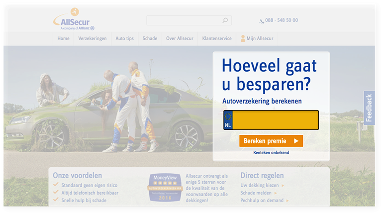 Online pre-suasion op allsecur.nl