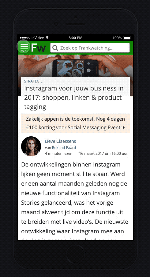 mockup navigatie frankwatching mobiel