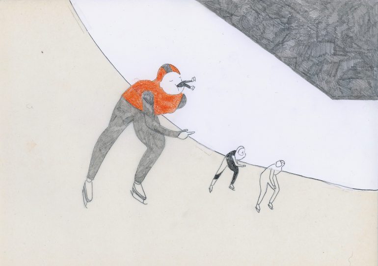 tekening sterre steins bisschop schaatser