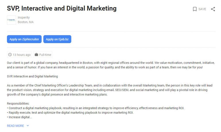 Google for Jobs detail