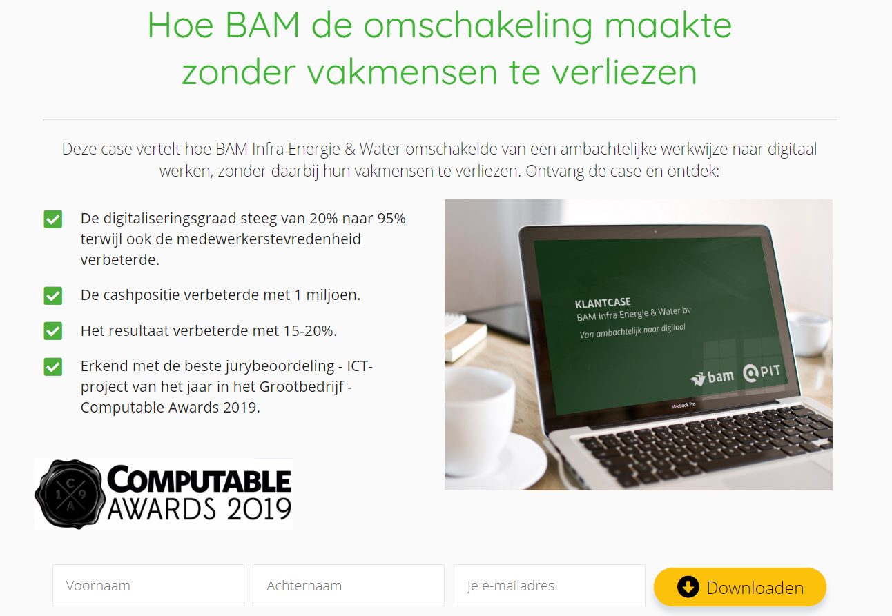 Screenshot van een klantcase.