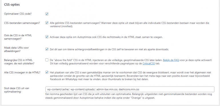 CSS-opties.