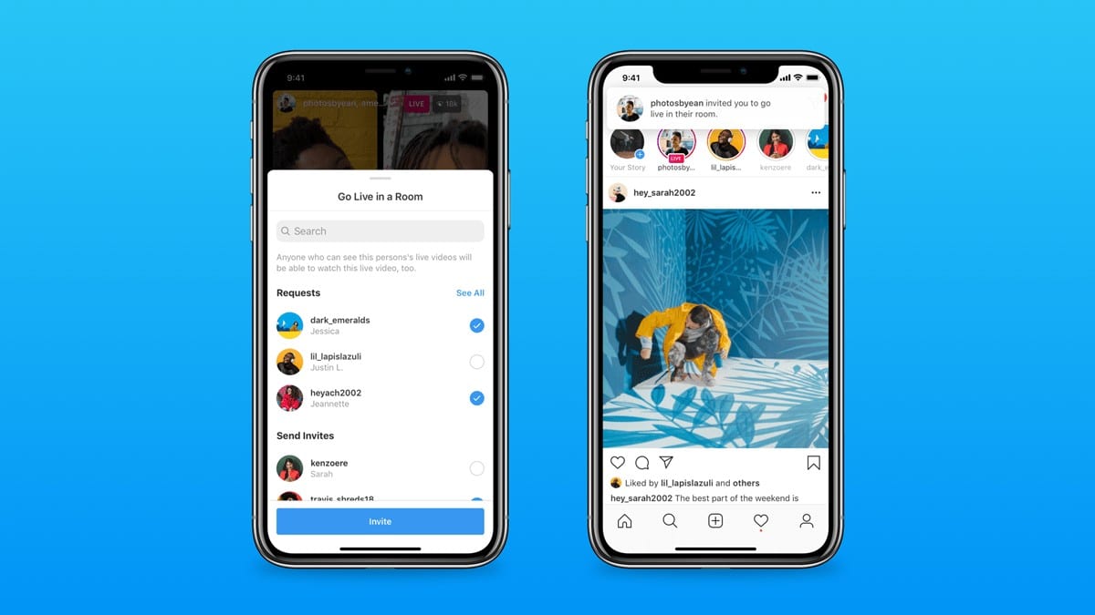 Screenshot van Instagram Live Rooms.