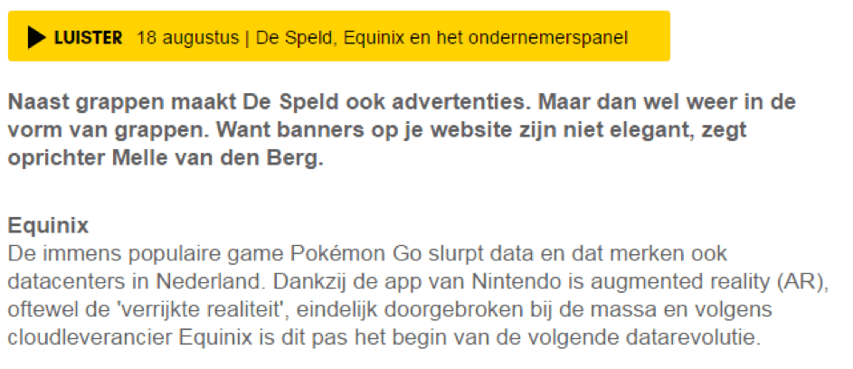 Voorbeeld van nieuwsitem dat inspeelt op de behoeften van journalisten.