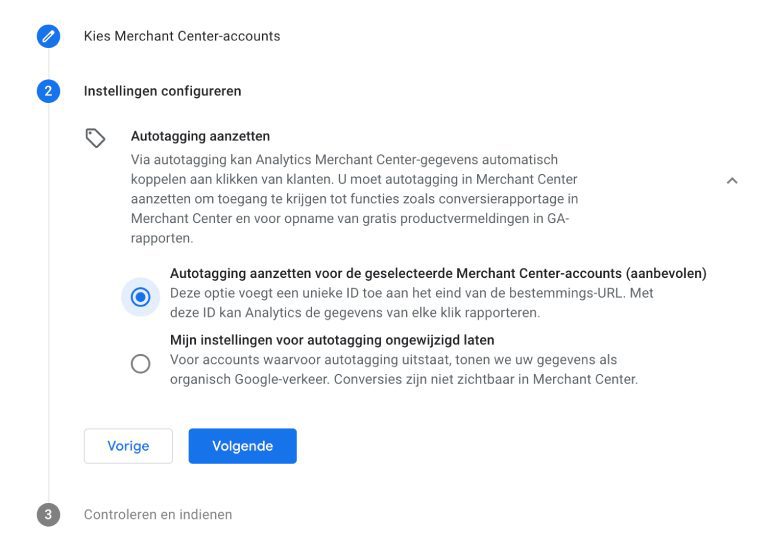 Autotagging aanzetten.