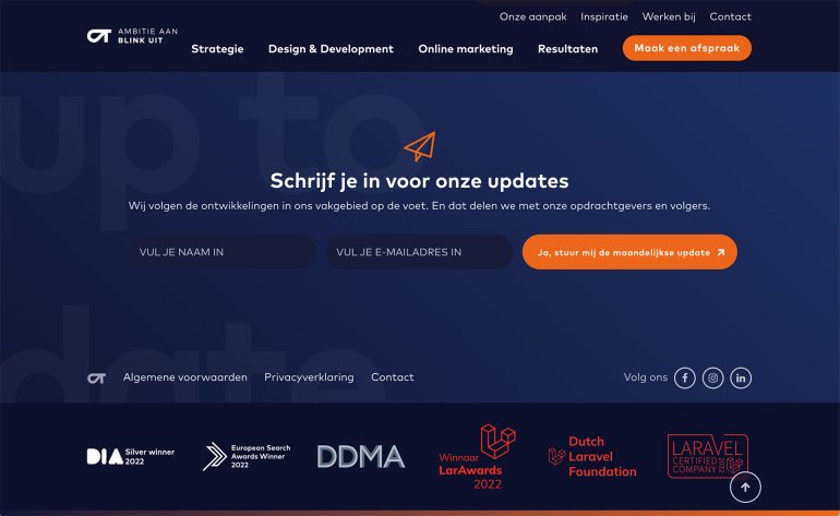 Voorbeeld van CTA in een footer.