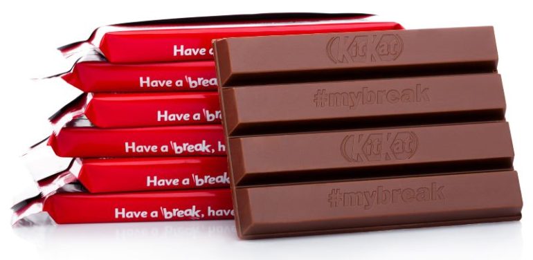 Kit Kat slogan Bron: DenisMArt / Shutterstock.com
